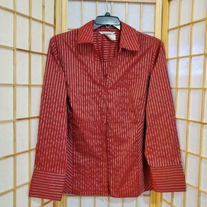 Fred David Striped Red Black Metallic Shirt 22/24W